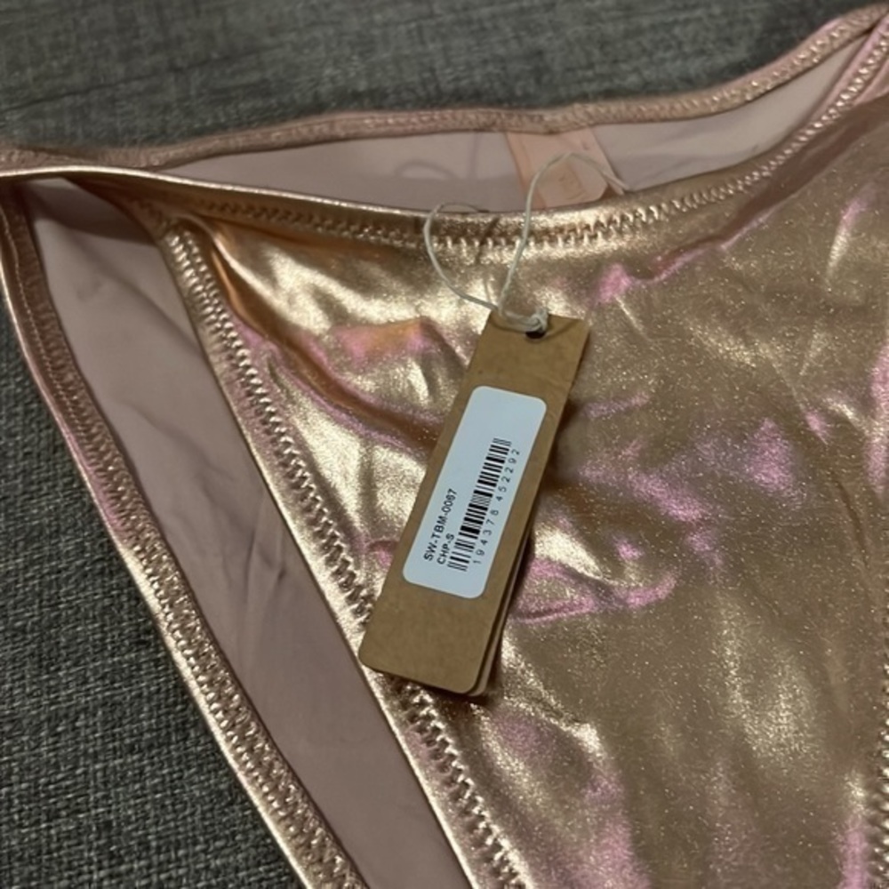 Skims Metallic Swim Dipped Tie Bottoms - Picture 2 of 3